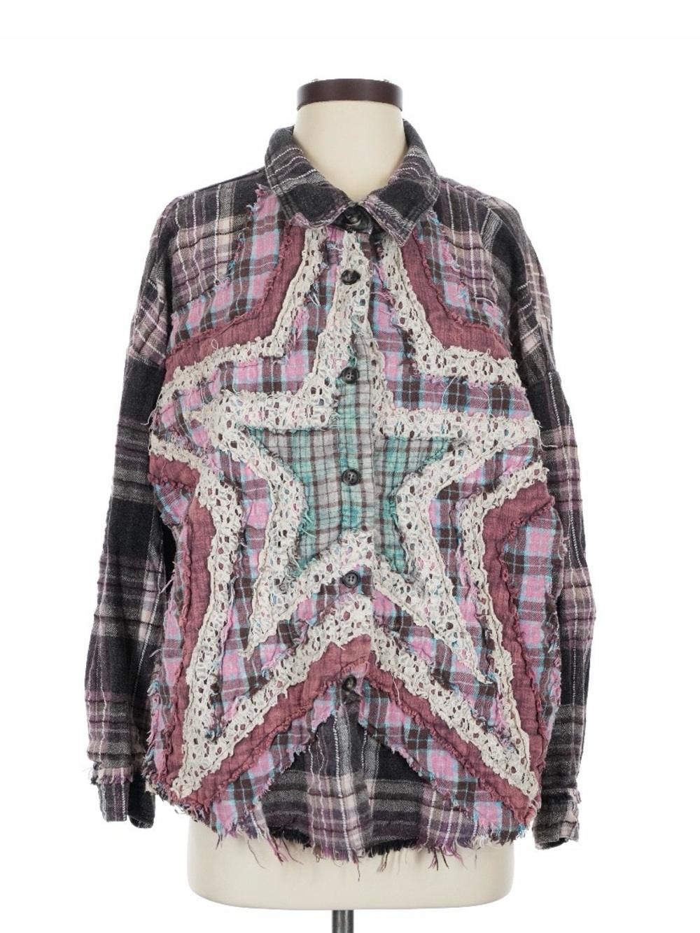 Oli & Hali Charcoal Plaid Shirt with Pink & Teal Accents
